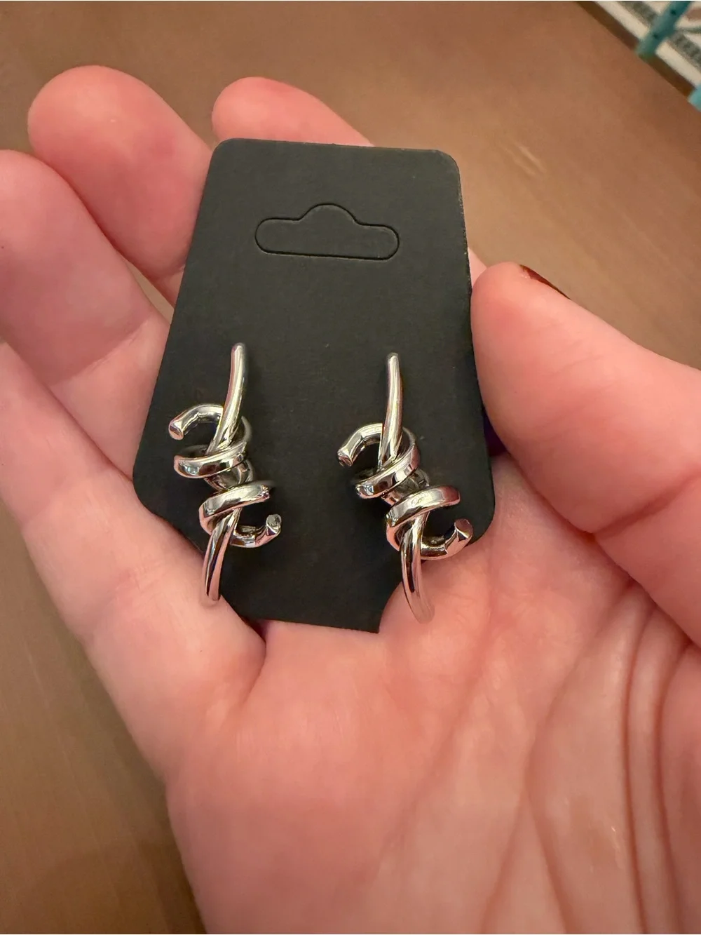 Twisted Spiral Silver Tone Earrings